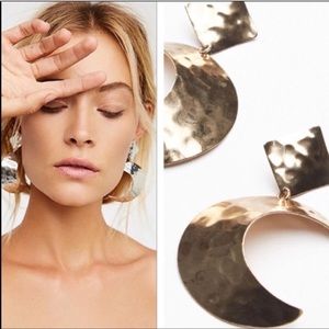 Free People Golden Crescent Moon Earrings
